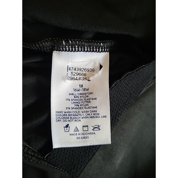 Lands' End Black 1X 16/18W Swim Top Scoop Neck Flutter Solid Padded S922 - Picture 8 of 9